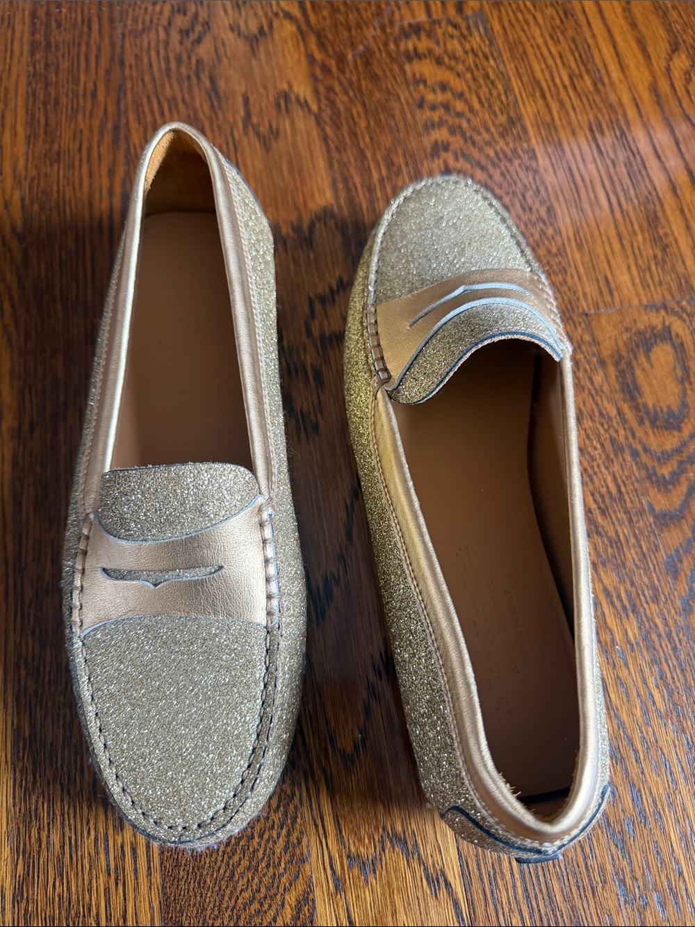 To Boot Gold Glitter Penny Loafers - Women's Slip-On Flats